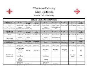 2016 Annual Meeting Dress Guidelines Western USA Lieutenancy