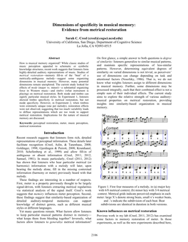 Dimensions of Specificity in Musical Memory: Evidence from Metrical Restoration