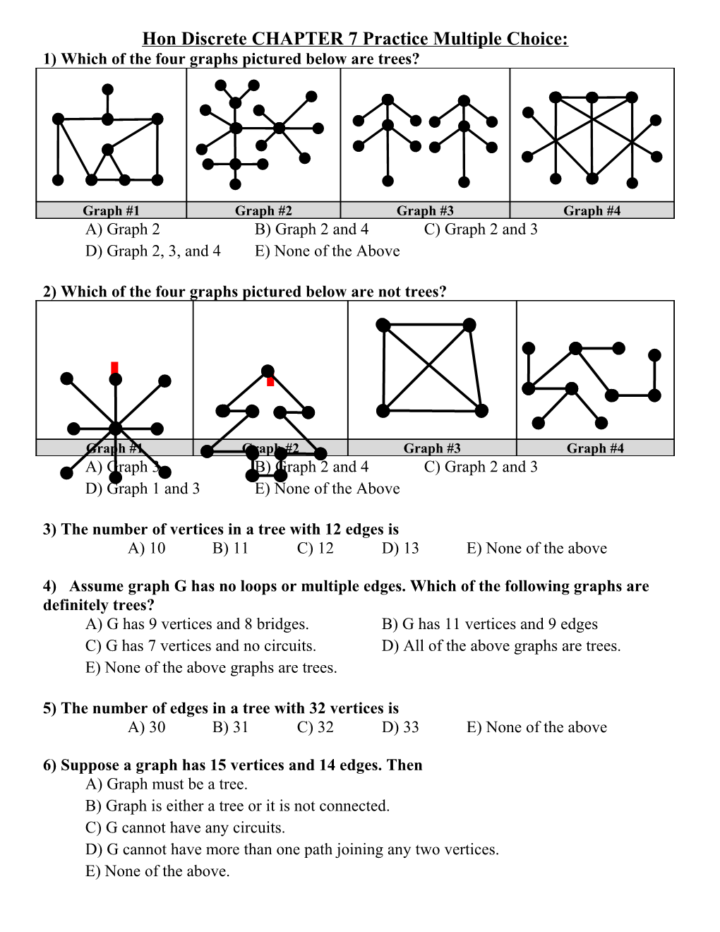 Hon Discrete CHAPTER 7 Practice Multiple Choice