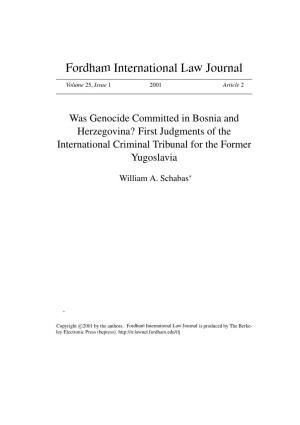 Was Genocide Committed in Bosnia and Herzegovina? First Judgments of the International Criminal Tribunal for the Former Yugoslavia