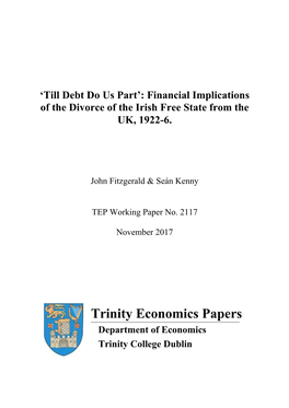 Financial Implications of the Divorce of the Irish Free State from the UK, 1922-6