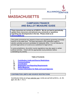 Massachusetts Campaign Finance and Ballot