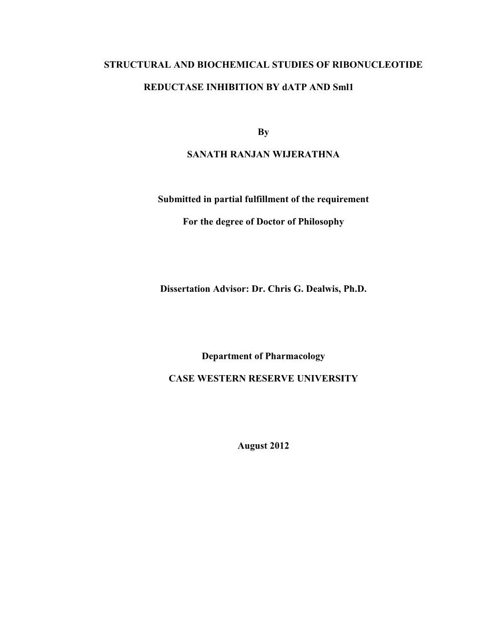 Structural and Biochemical Studies of Ribonucleotide