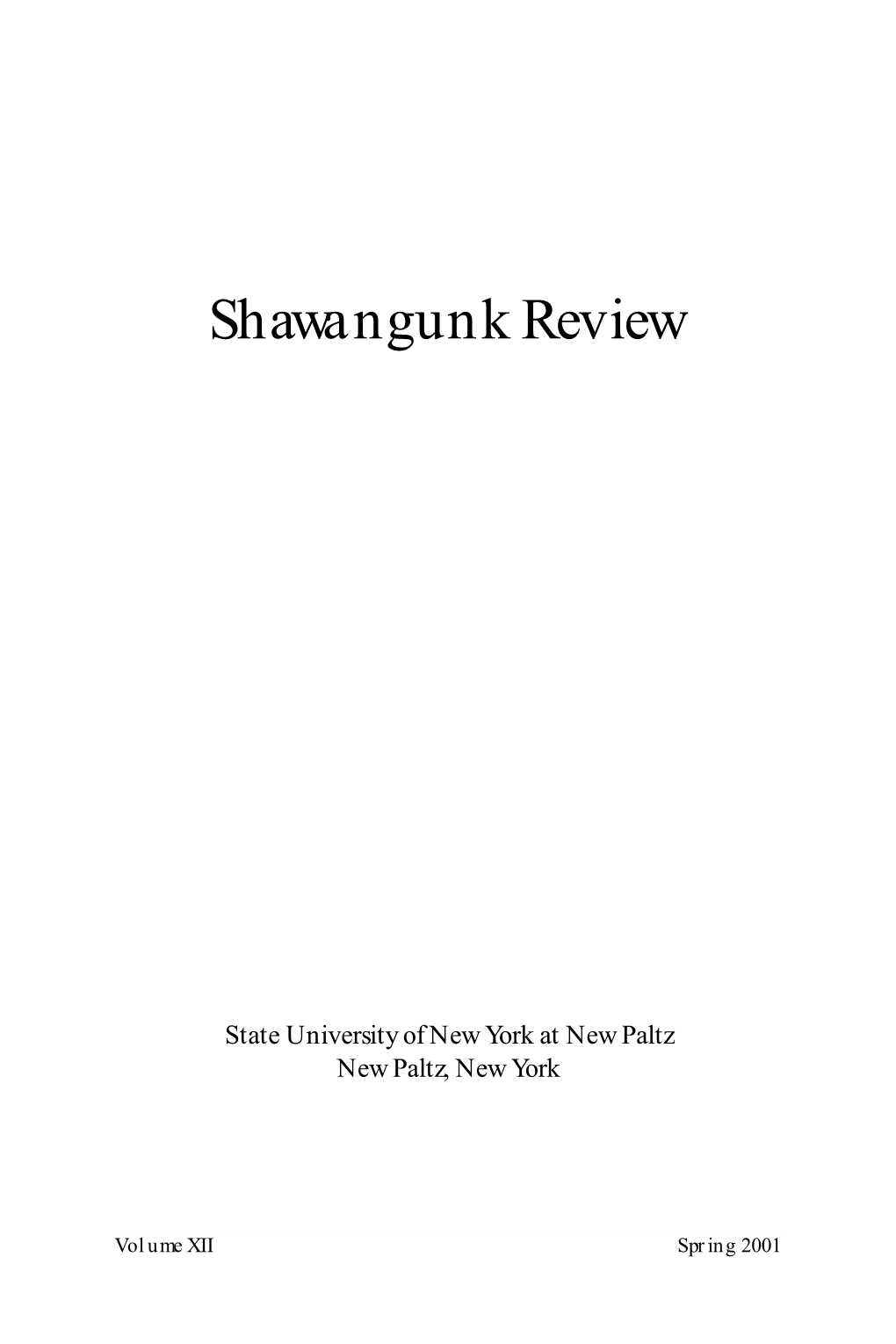 2001 Shawangunk Review