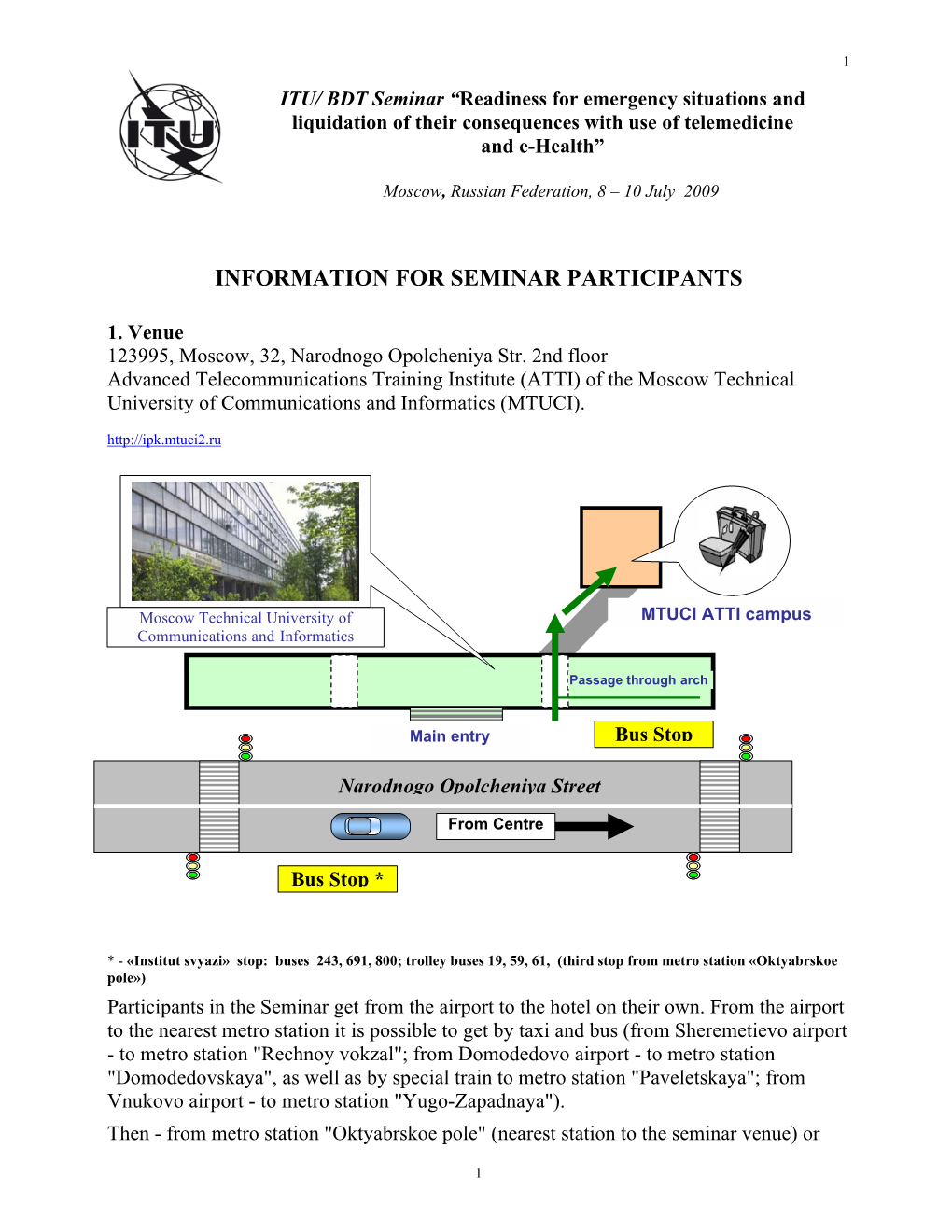 Practical Information for Seminar Participants