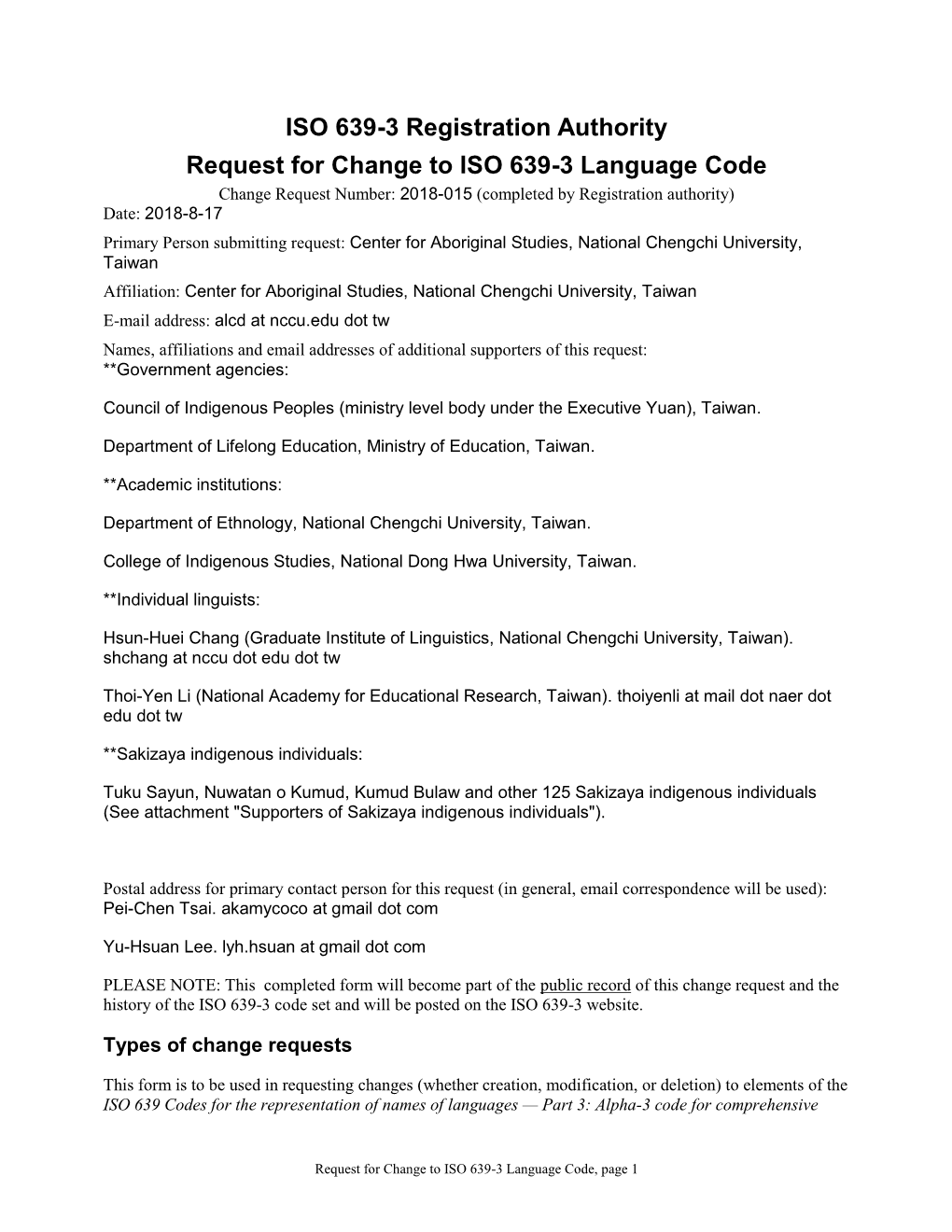 ISO 639-3 Code Split Request Template