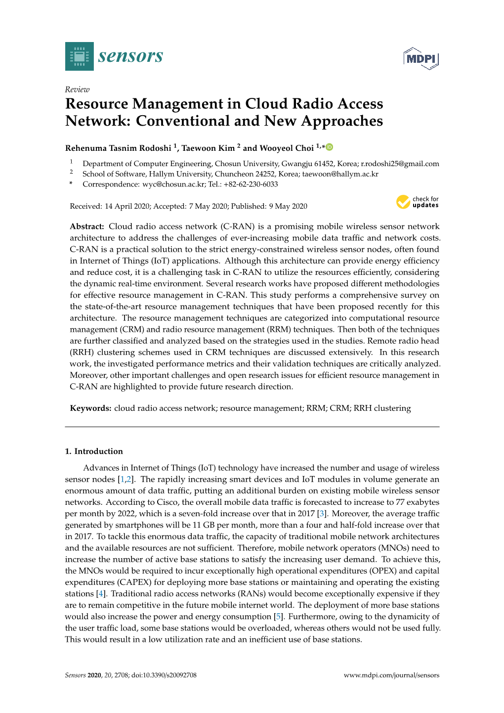 Resource Management in Cloud Radio Access Network: Conventional and New Approaches