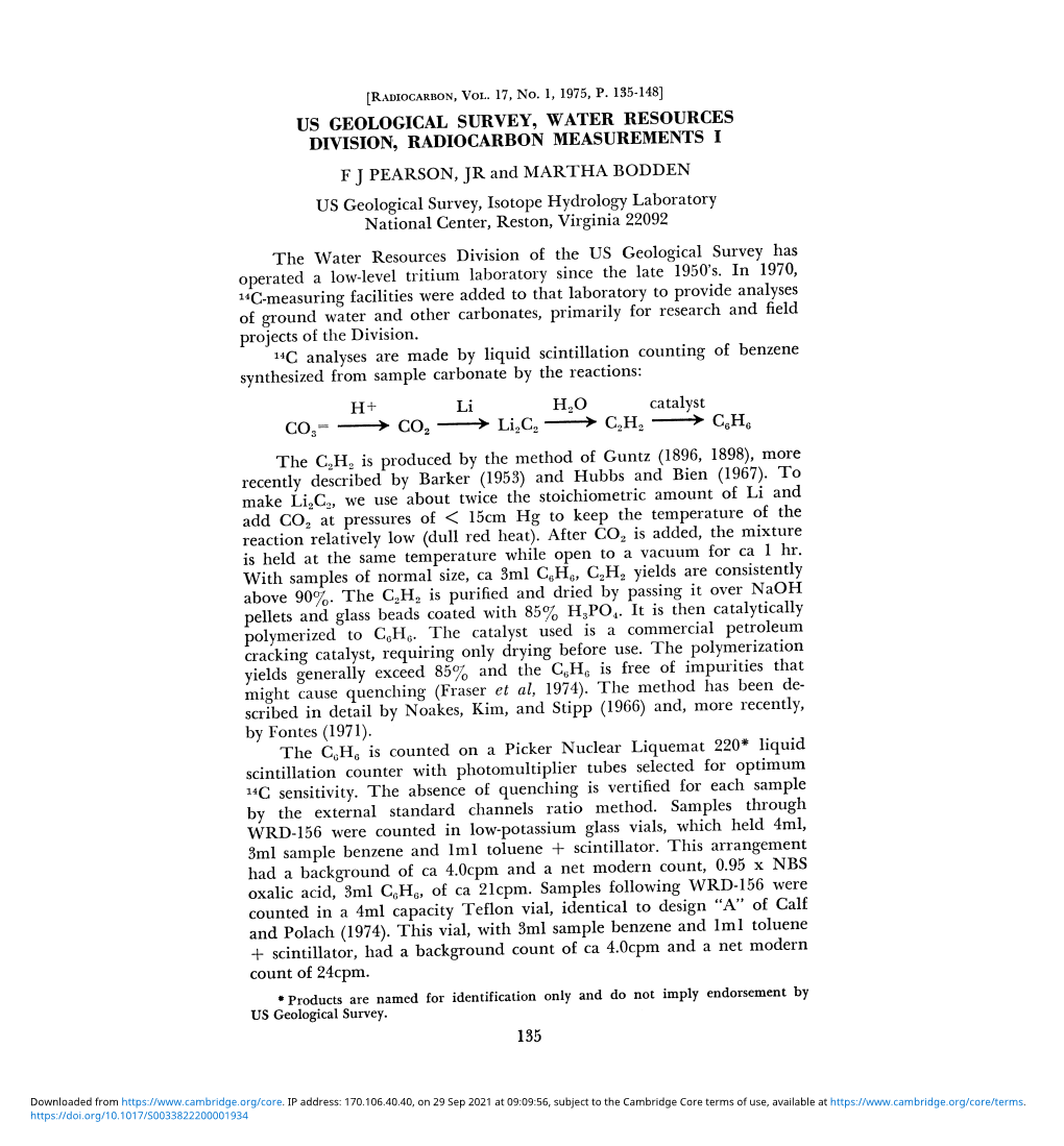 Li2c2 C2H2 C6H6 C03= CO2 - - Produced by the Method of Guntz (1896, 1898), More the C2H2 Is to Recently Described by Barker (1953) and Hubbs and Bien (1967)