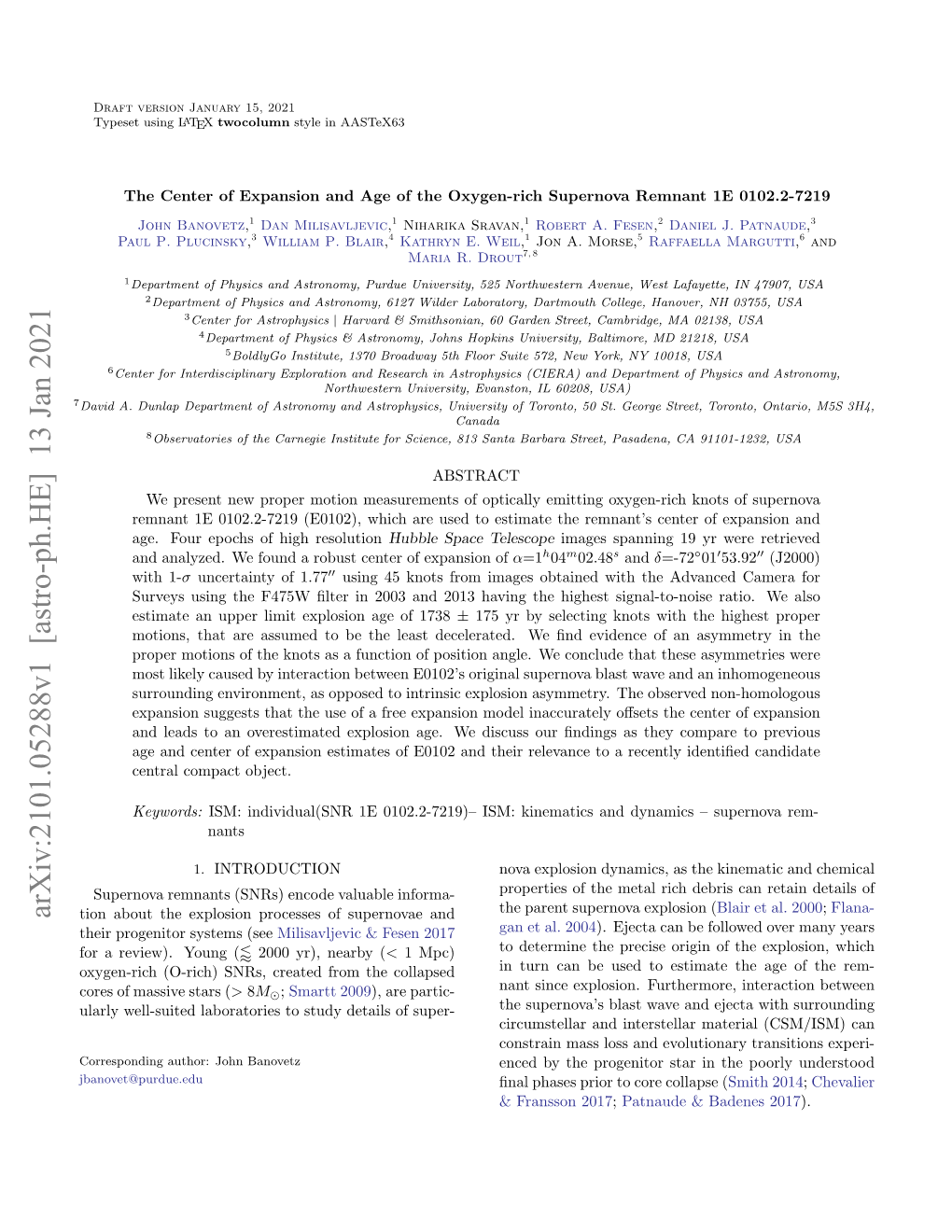 The Center of Expansion and Age of the Oxygen-Rich Supernova Remnant 1E 0102.2-7219