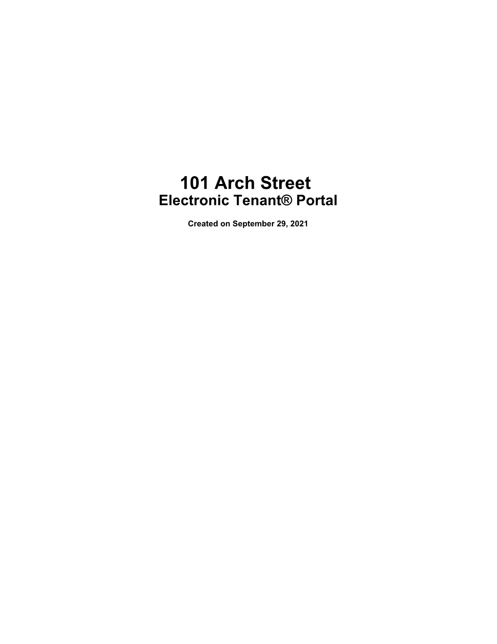 Download 101 Arch Street Electronic Tenant® Portal