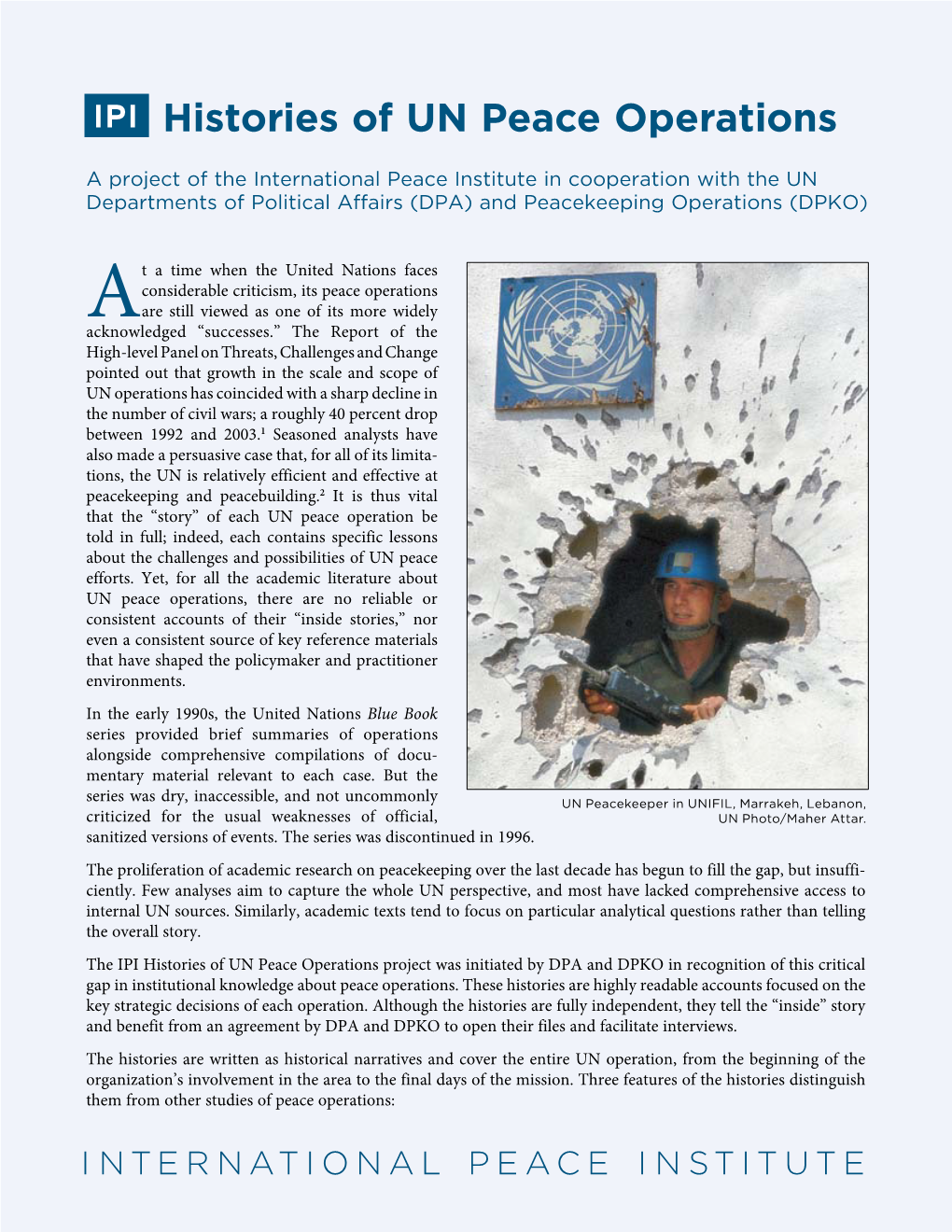 Histories of UN Peace Operations