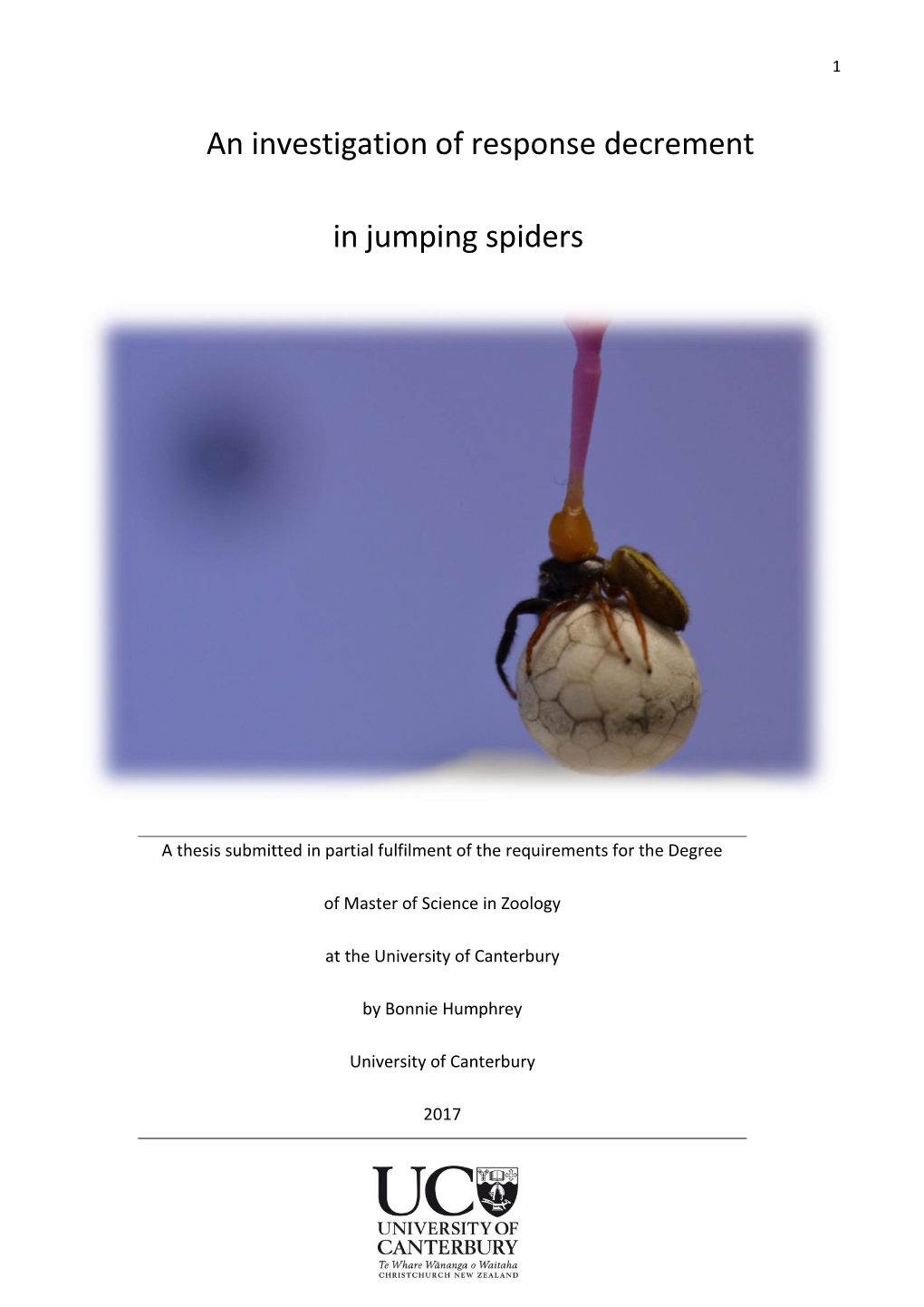 An Investigation of Response Decrement in Jumping Spiders