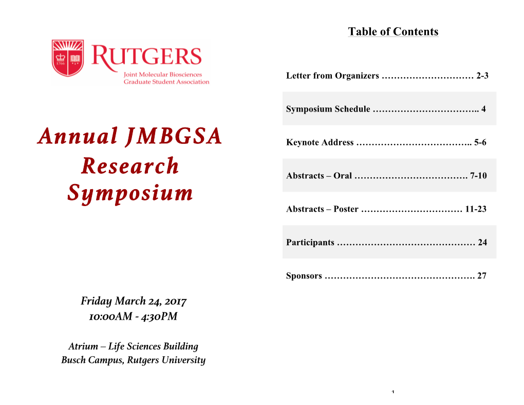 Annual JMBGSA Research Symposium