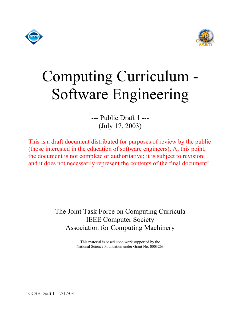 Computing Curriculum - Software Engineering