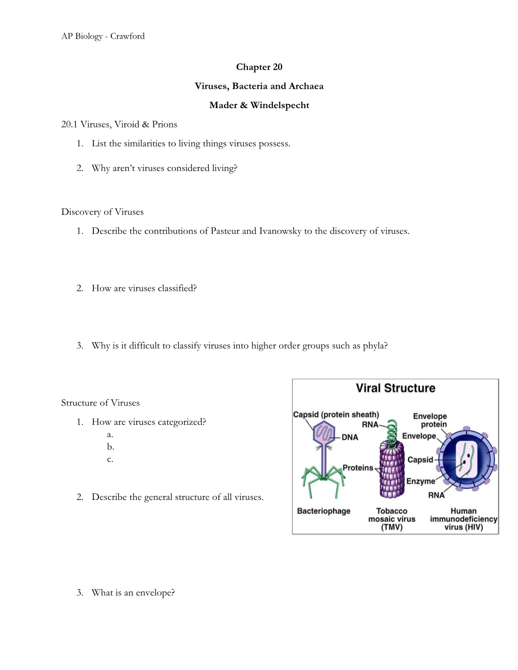 Chapter 20 Viruses, Bacteria and Archaea Mader & Windelspecht