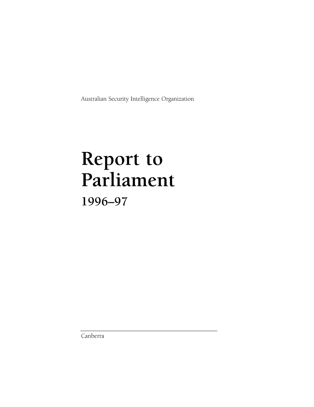 Report to Parliament 1996-97