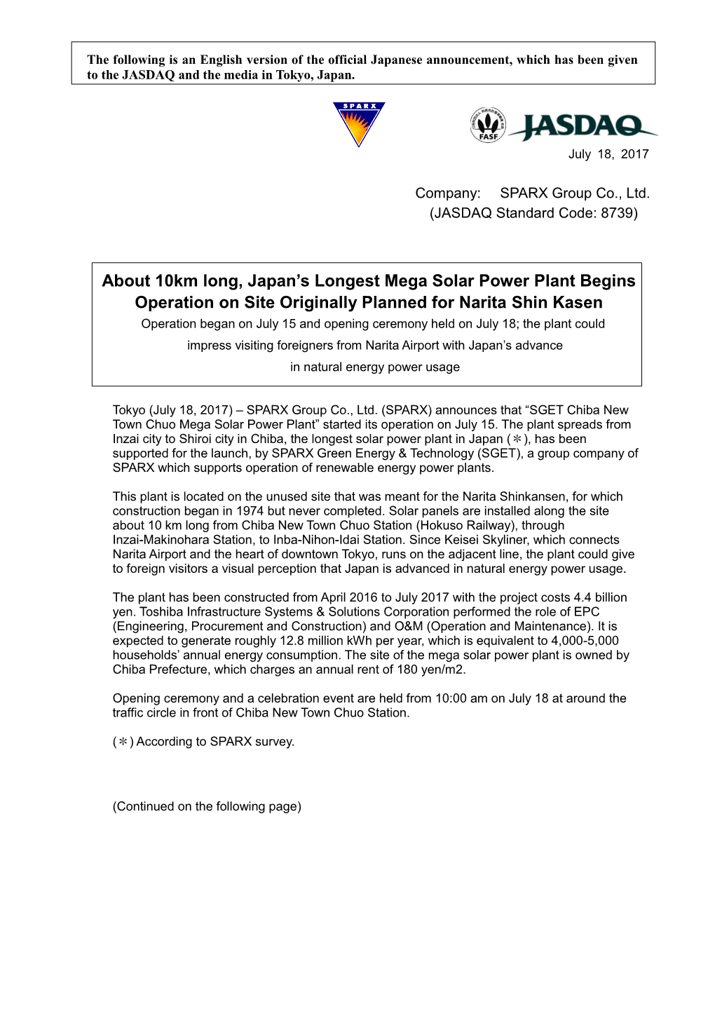 About 10Km Long, Japan's Longest Mega Solar Power Plant Begins