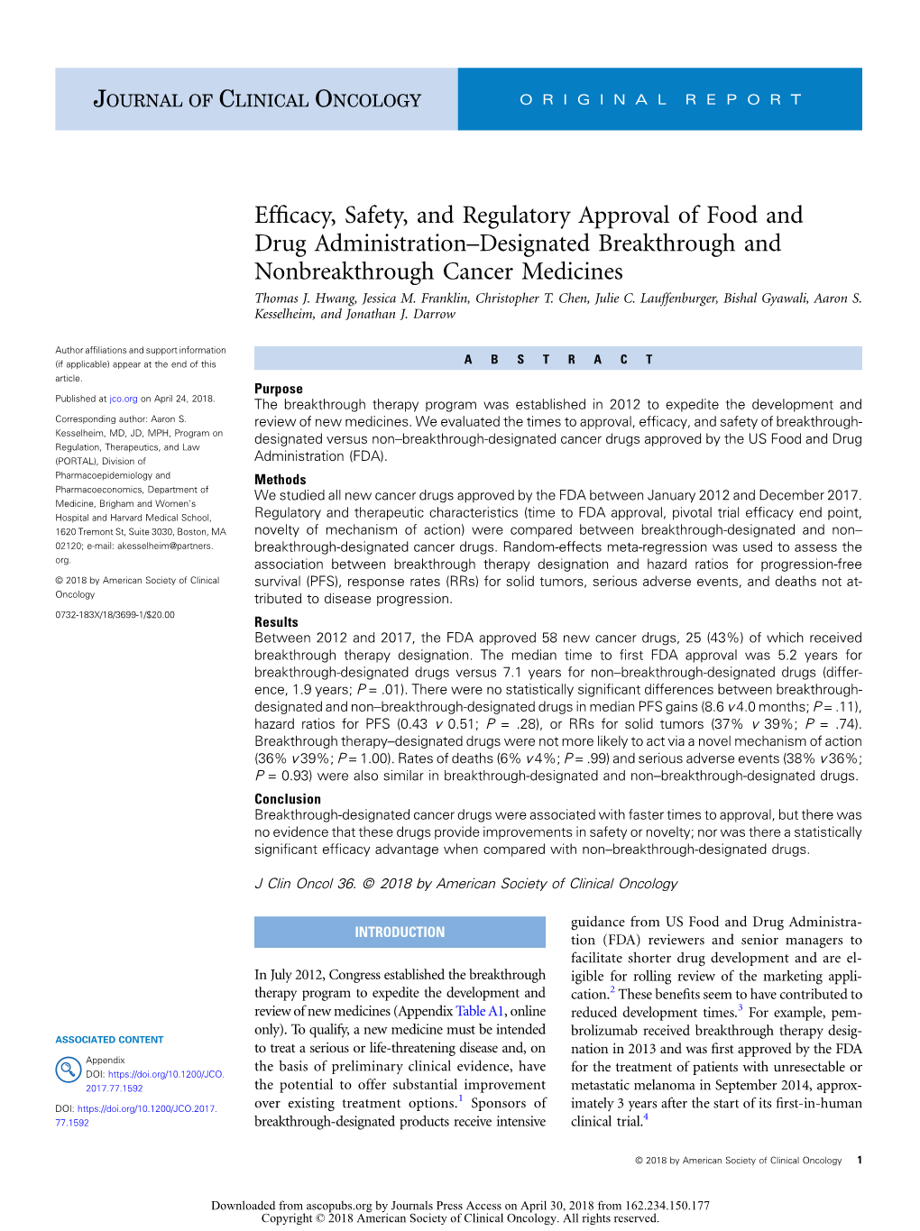 Efficacy, Safety, and Regulatory Approval of Food and Drug Administration–Designated Breakthrough and Nonbreakthrough Cancer M