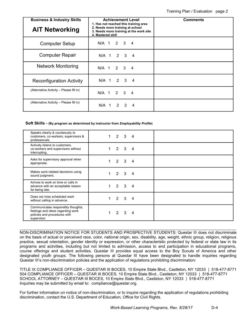 Work-Based Learning/Internship Program