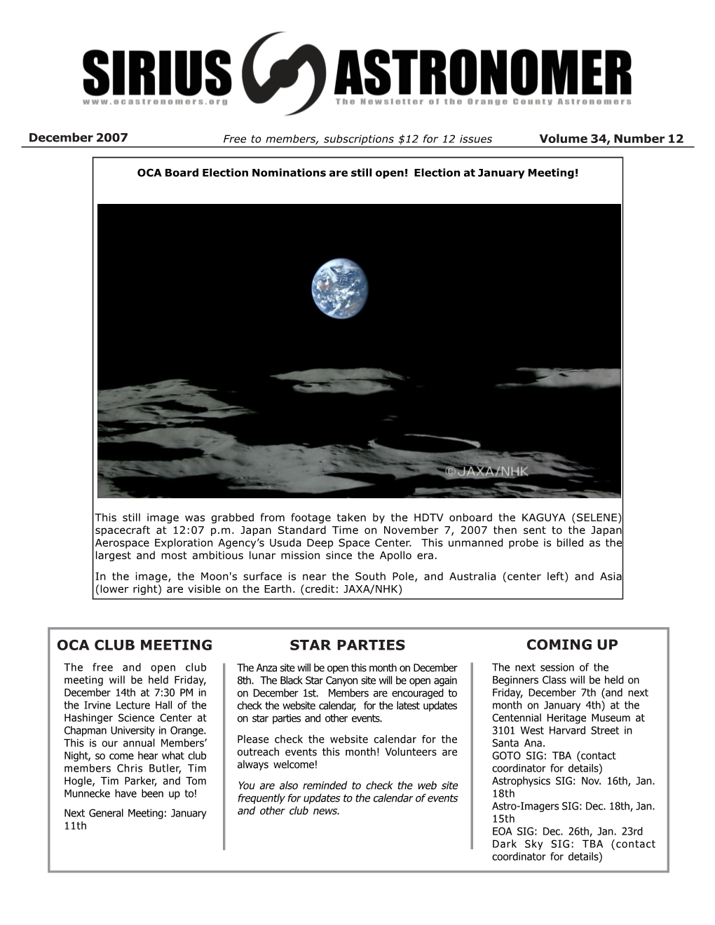 Oca Club Meeting Star Parties Coming Up