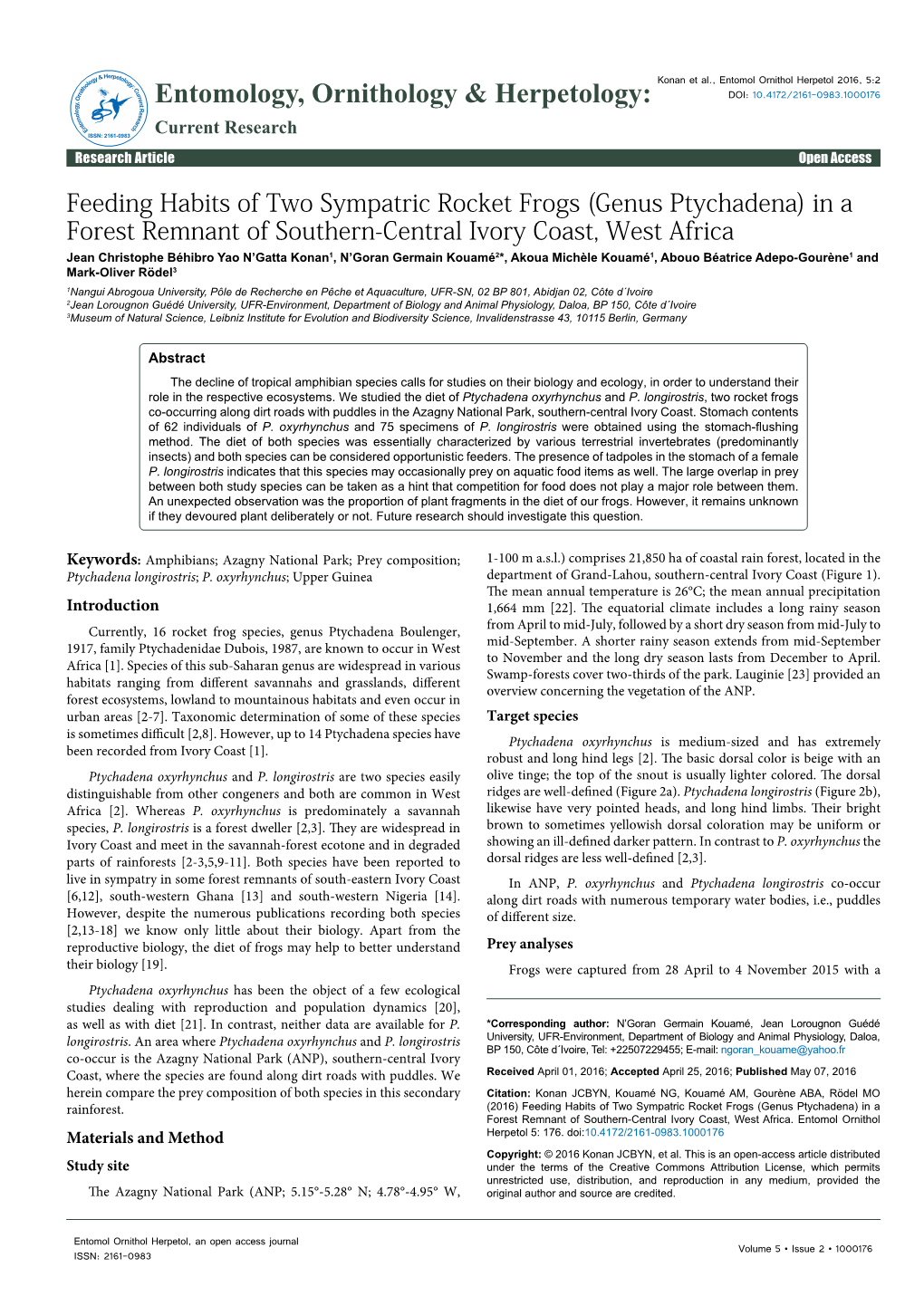 Feeding Habits of Two Sympatric Rocket Frogs (Genus