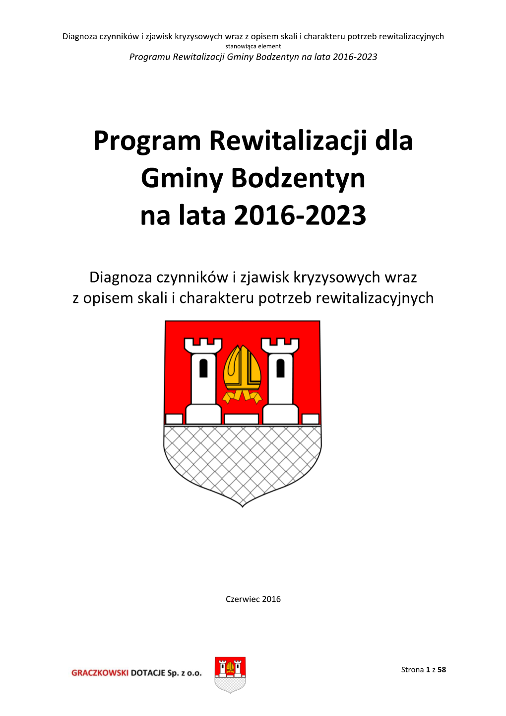 Program Rewitalizacji Dla Gminy Bodzentyn Na Lata 2016-2023