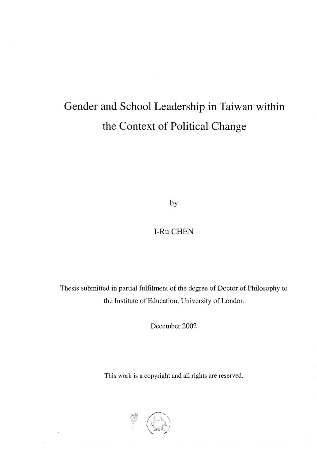 Gender and School Leadership in Taiwan Within the Context of Political Change