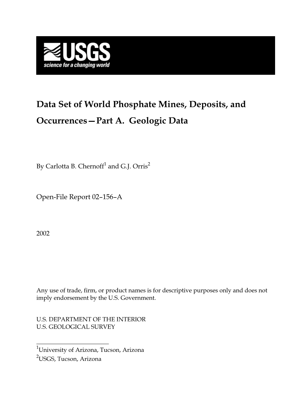 Data Set of World Phosphate Mines, Deposits, and Occurrences—Part A