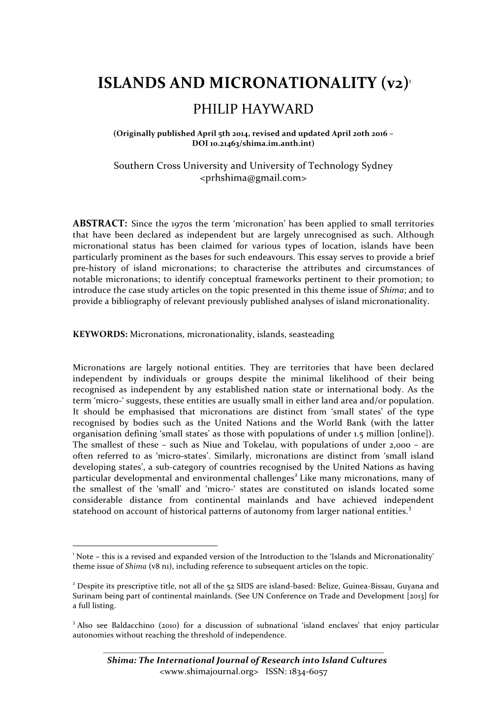 ISLANDS and MICRONATIONALITY (V2)