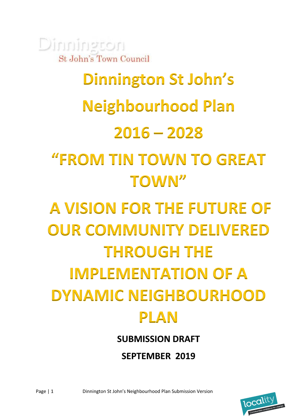 Dinnington St John's Neighbourhood Plan 2016 – 2028