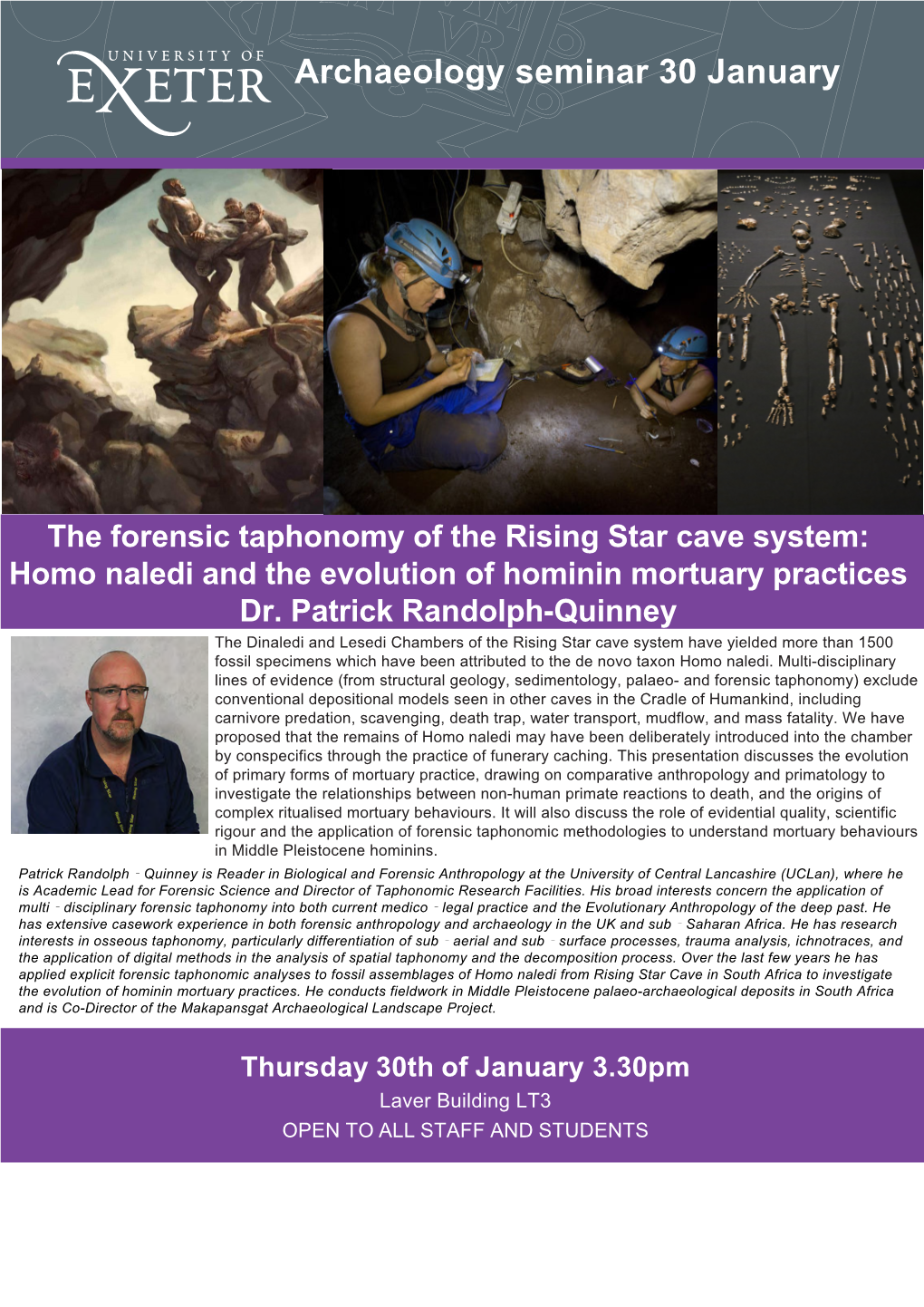 Archaeology Seminar 30 January