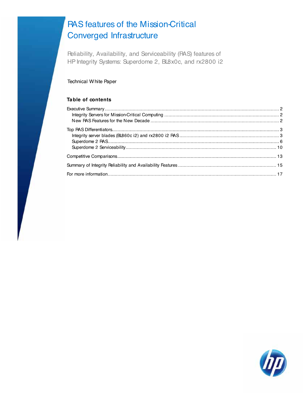 RAS Features of the Mission-Critical Converged Infrastructure