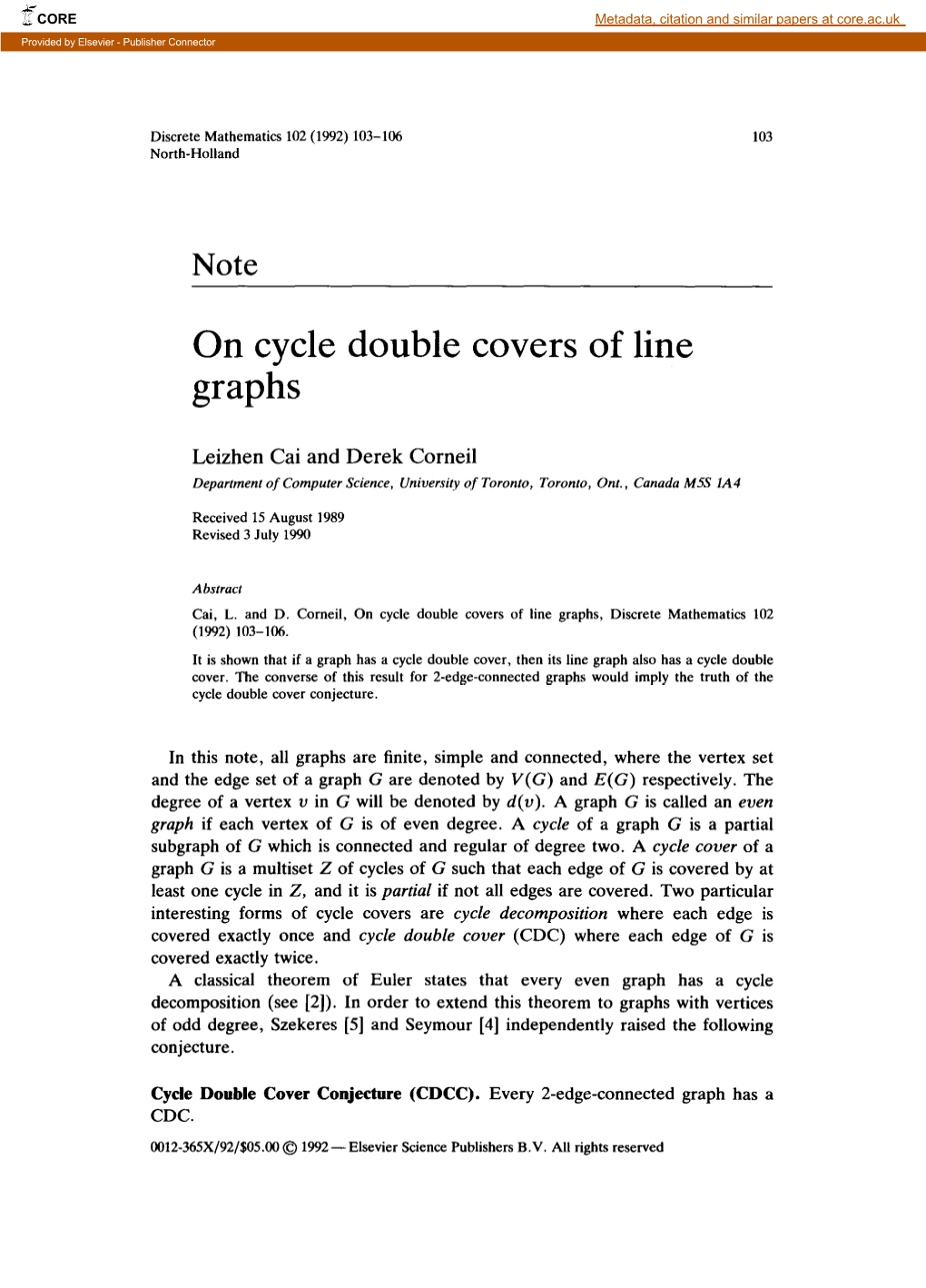 On Cycle Double Covers of Line Graphs