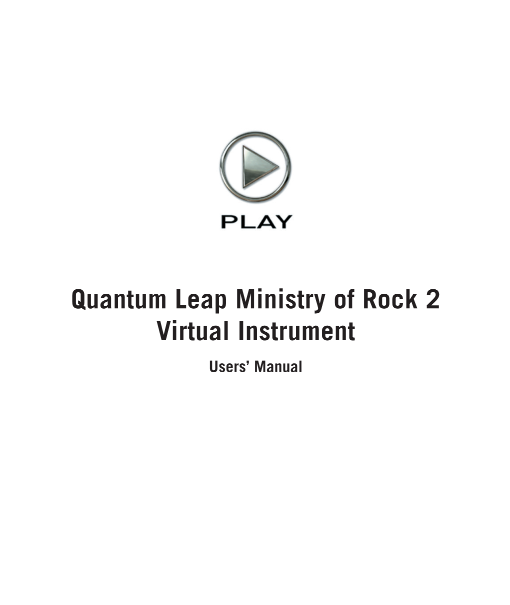 QL Ministry of Rock 2 Virtual Instrument Manual