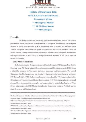 History of Malayalam Film *Prof
