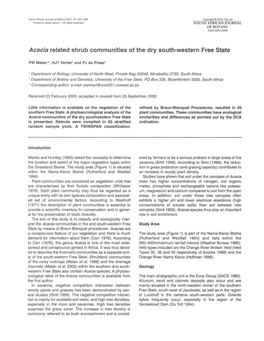 Acacia Related Shrub Communities of the Dry South-Western Free State