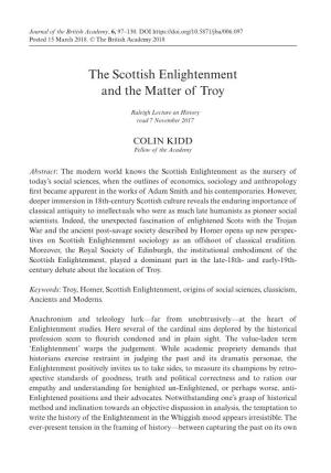 The Scottish Enlightenment and the Matter of Troy