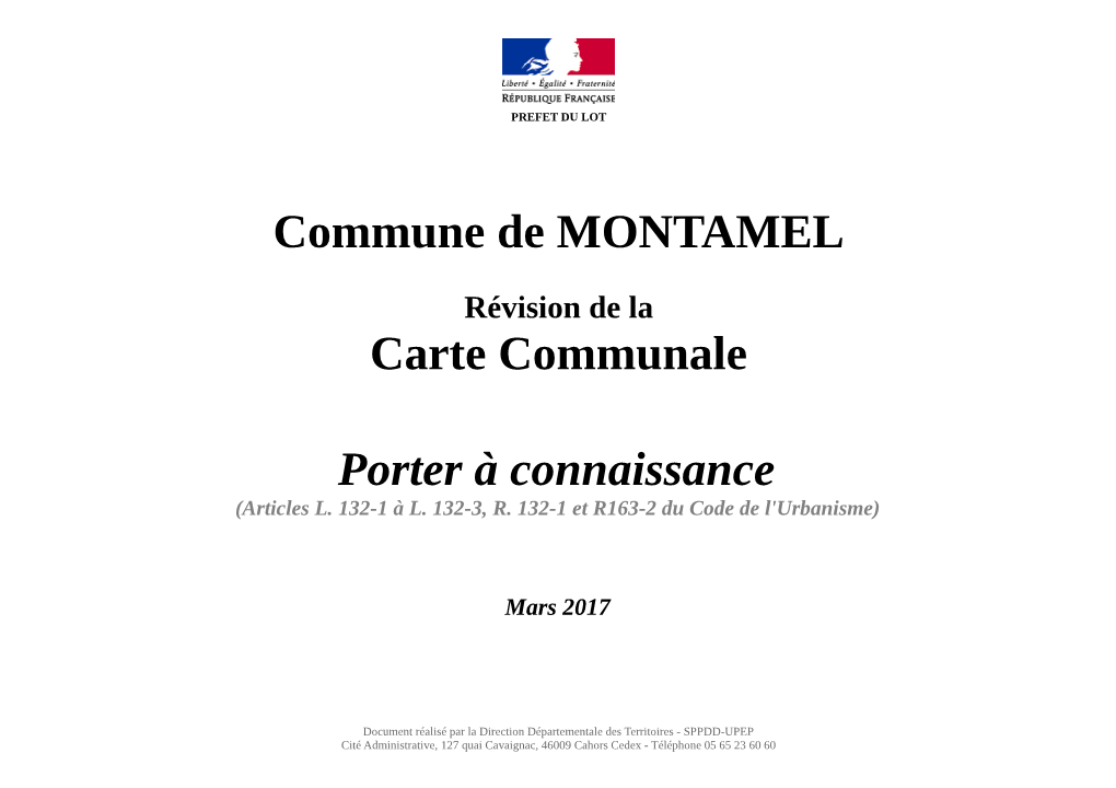 Commune De MONTAMEL Carte Communale Porter À Connaissance