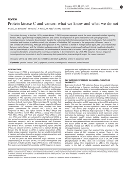 Protein Kinase C and Cancer: What We Know and What We Do Not