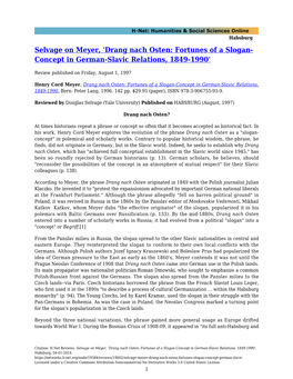 Drang Nach Osten: Fortunes of a Slogan- Concept in German-Slavic Relations, 1849-1990'