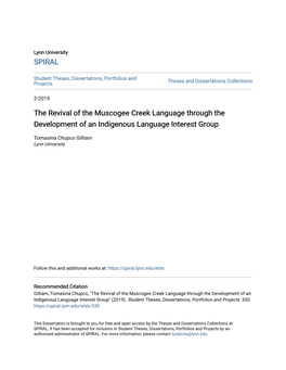 The Revival of the Muscogee Creek Language Through the Development of an Indigenous Language Interest Group