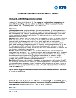 Evidence-Based Practice Initiative – Primus