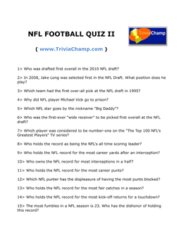 Nfl Football Quiz Ii