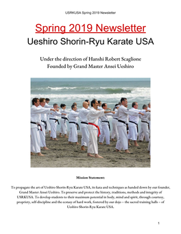 Spring 2019 Newsletter Spring 2019 Newsletter Ueshiro Shorin-Ryu Karate USA