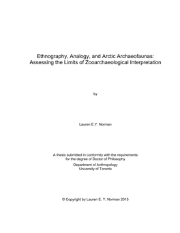 Ethnography, Analogy, and Arctic Archaeofaunas: Assessing the Limits of Zooarchaeological Interpretation