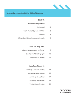 Abstract Expressionism Guide: Table of Contents