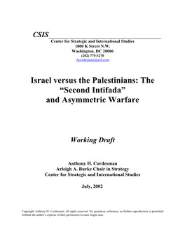 Second Intifada” and Asymmetric Warfare