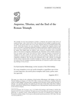 Augustus, Tiberius, and the End of the Roman Triumph 3 Society Defined by Republican Politics