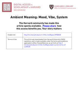 Ambient Meaning: Mood, Vibe, System