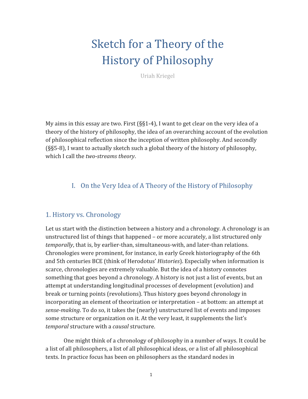 Sketch for a Theory of the History of Philosophy